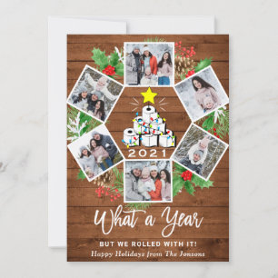 Funny What a Year Christmas Tree 6 PHOTO Holiday Card