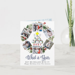 Funny What a Year Christmas Tree 6 PHOTO Holiday Card