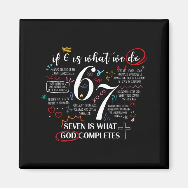 Funny What God Completes 6 7 Meme Jesus Christian  Magnet (Front)
