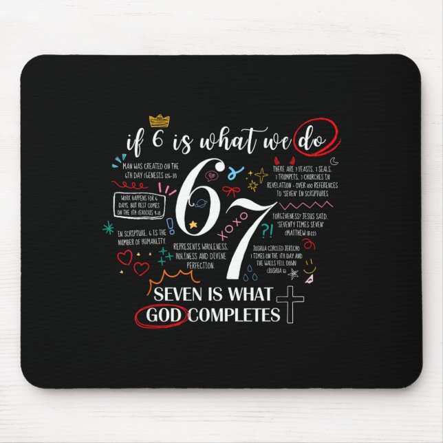 Funny What God Completes 6 7 Meme Jesus Christian  Mouse Mat (Front)