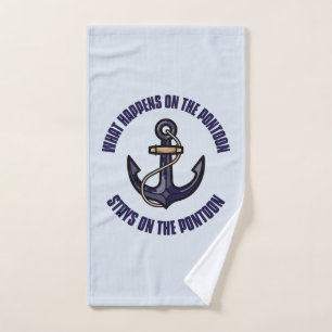 Funny What Happens on the Pontoon Vacation Trip Bath Towel Set