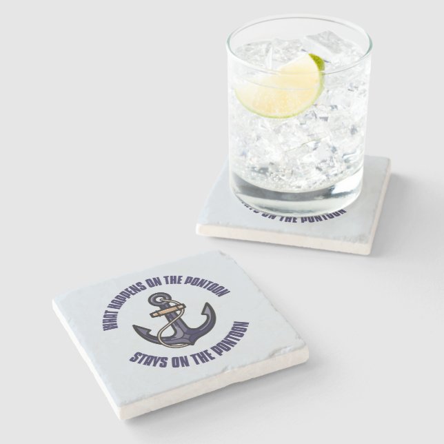 Funny What Happens on the Pontoon Vacation Trip Stone Coaster (Side)