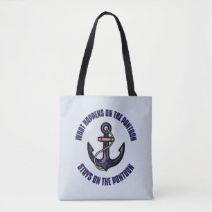 Funny What Happens on the Pontoon Vacation Trip Tote Bag