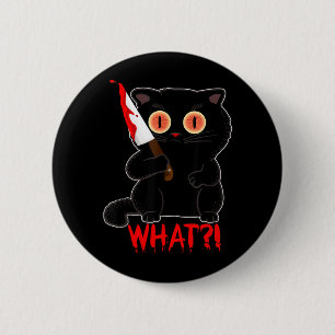 Funny What_ Y Black Halloween Cat Stab Kittens 6 Cm Round Badge