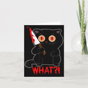 Funny What_ Y Black Halloween Cat Stab Kittens Card