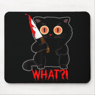Funny What_ Y Black Halloween Cat Stab Kittens Mouse Mat