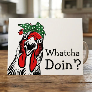 Funny Whatcha Doin Chicken Green Bandanna Postcard