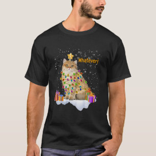 Funny Whatever Annoyed Cat Christmas Lights Xmas H T-Shirt