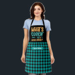 Funny What's Cooking Good Looking Plaid Pattern Apron<br><div class="desc">Funny and cool apron to make cooking more fun. Personalised gift for family and friends who love cooking,  baking and trying new recipe in the kitchen. Customise the wording to fit your occasion. You can use the Design Tool to further change the font type,  font colour and font size.</div>