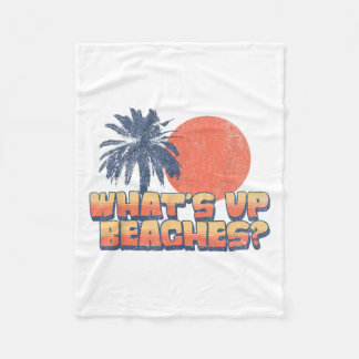 Funny Whats Up Beaches Retro Sunset Palm Tree Cute Fleece Blanket