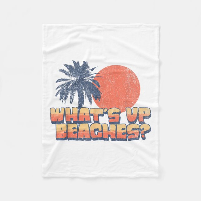 Funny Whats Up Beaches Retro Sunset Palm Tree Cute Fleece Blanket (Front)