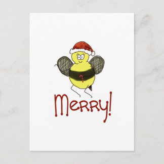 Funny Whimsical Bee Merry Christmas Holiday