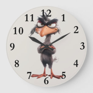 Funny Whimsical bird Large Clock