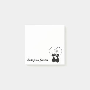 Funny whimsical cat love couple personalised post-it notes