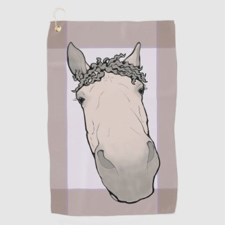 Funny Whimsical Curious Horse Lover Gift Doing Golf Towel