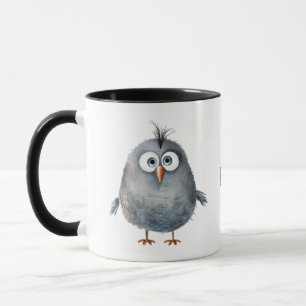 Funny whimsical cute early bird cartoon coffee mug