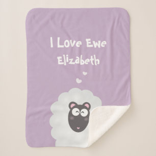 Funny Whimsical Pun I Love You Pastel Purple Name Sherpa Blanket