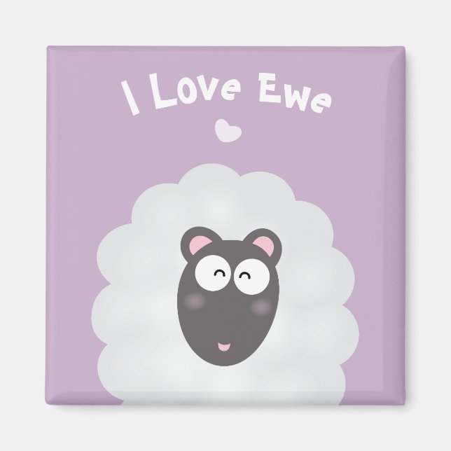 Funny Whimsical Pun I Love You Sweet Pastel Purple Magnet (Front)