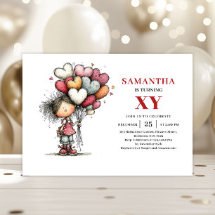 Funny Whimsy Girl Birthday invitation