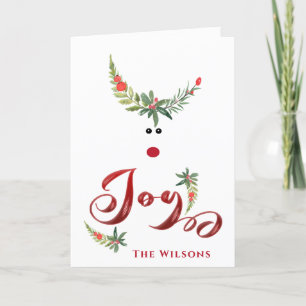 Funny whimsy holly reindeer joy non photo Holiday 