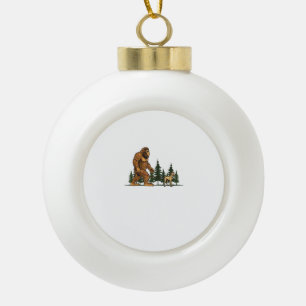 Funny Whippet Bigfoot Dog Walking Dog Mum Dad Kids Ceramic Ball Christmas Ornament