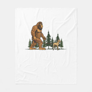 Funny Whippet Bigfoot Dog Walking Dog Mum Dad Kids Fleece Blanket