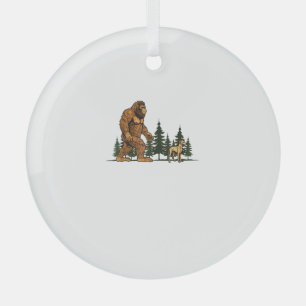 Funny Whippet Bigfoot Dog Walking Dog Mum Dad Kids Glass Tree Decoration