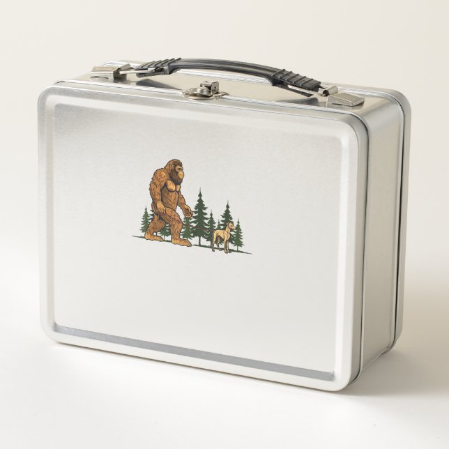 Funny Whippet Bigfoot Dog Walking Dog Mum Dad Kids Metal Lunch Box (Front)