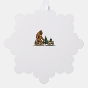 Funny Whippet Bigfoot Dog Walking Dog Mum Dad Kids Tree Decoration Card