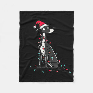 Funny Whippet Christmas Graphics Dog Lights Lover Fleece Blanket