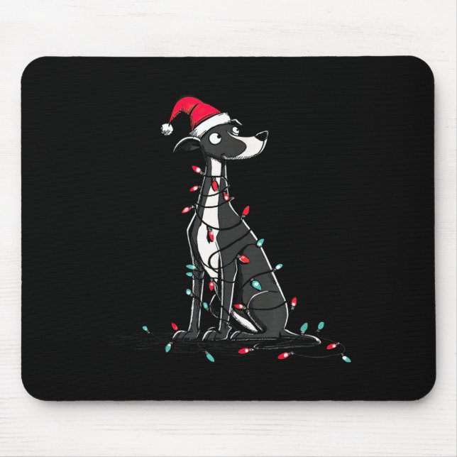 Funny Whippet Christmas Graphics Dog Lights Lover  Mouse Mat (Front)
