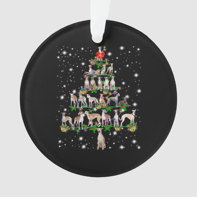 funny whippet christmas tree  ornament decor gift (Front)