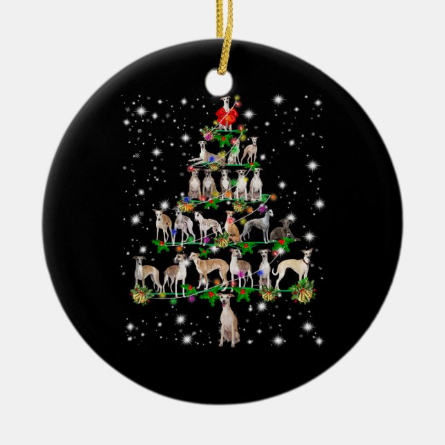 Funny Whippet Christmas Tree  Ornament Decor gift (Front)