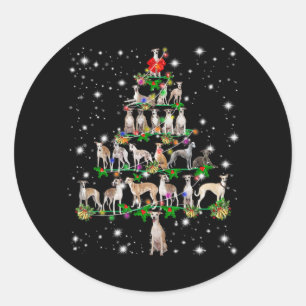 Funny Whippet Christmas Tree  Ornament Decor gift Classic Round Sticker