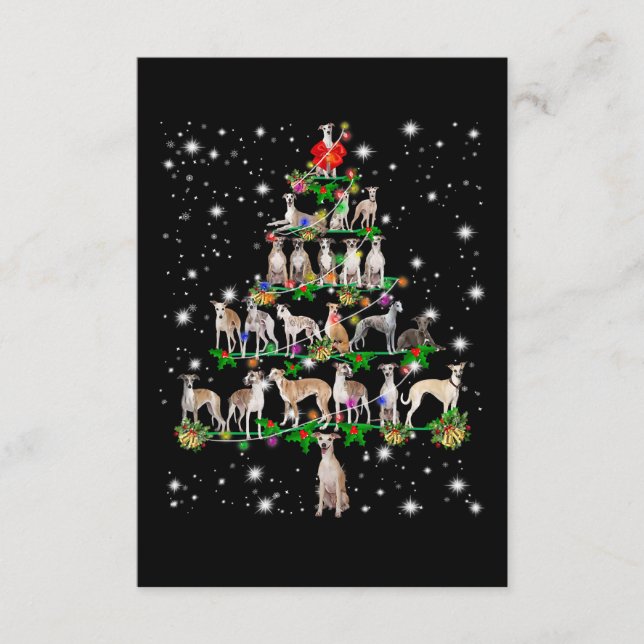 Funny Whippet Christmas Tree  Ornament Decor gift Enclosure Card (Front)