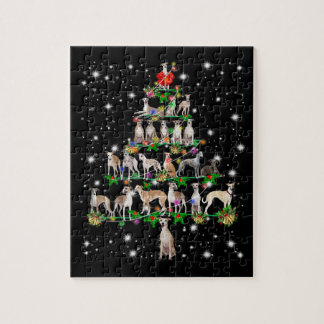 funny whippet christmas tree ornament decor gift jigsaw puzzle