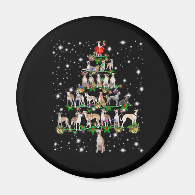 funny whippet christmas tree  ornament decor gift magnet (Front)