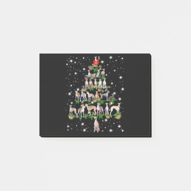 Funny Whippet Christmas Tree  Ornament Decor gift Post-it Notes (Front)