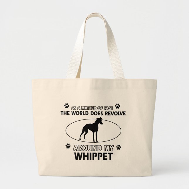 Funny whippet designs large tote bag (Front)