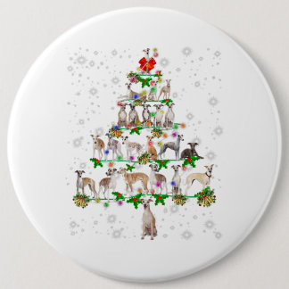 Funny Whippet Dog Christmas Tree Ornament Decor 6 Cm Round Badge