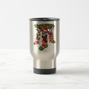 Funny Whippet In Sock Xmas Reindeer Santa Dog Gift Travel Mug