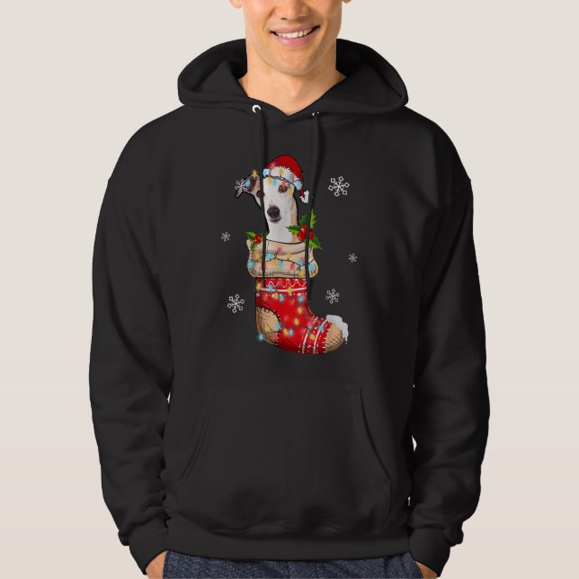 Funny Whippet In Socks Christmas Dog Lovers Xmas Hoodie (Front)