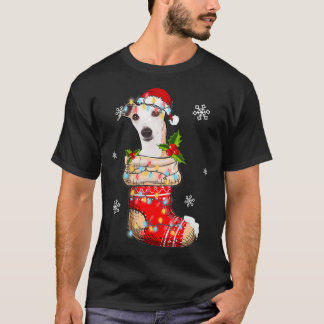 Funny Whippet In Socks Christmas Dog Lovers Xmas T-Shirt