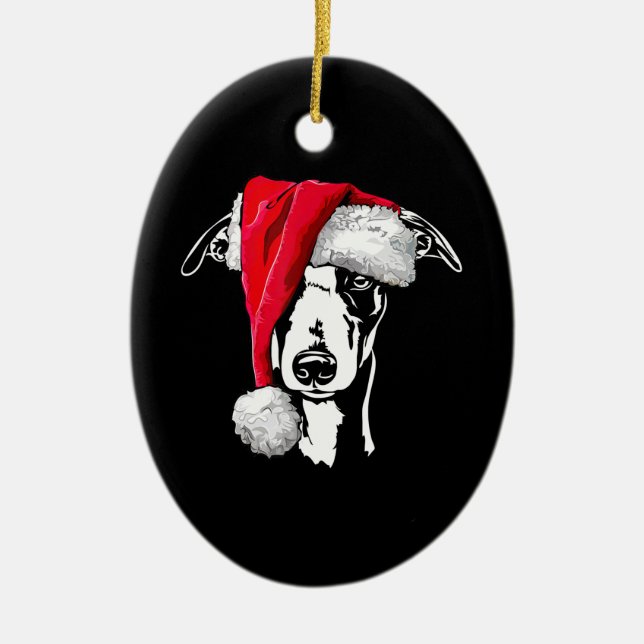 funny whippet santa christmas dog mom gift present ceramic tree decoration (Front)