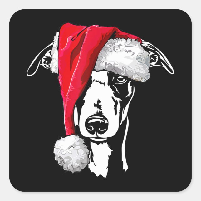 funny whippet santa christmas dog mum gift present square sticker (Front)