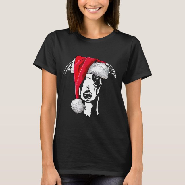 funny whippet santa christmas dog mum gift present T-Shirt (Front)