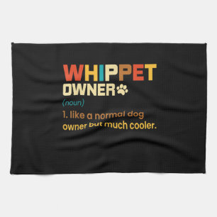 Funny Whippet Vintage Retro Dog Mum Dad Gift T-Shi Tea Towel