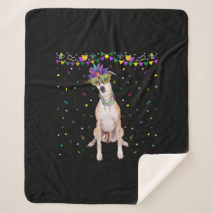 Funny Whippet Wearing Carnival Mask Mardi Gras Bea Sherpa Blanket