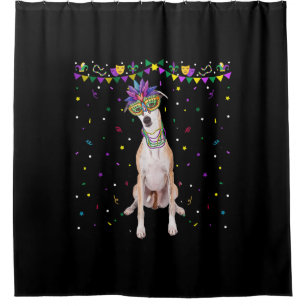 Funny Whippet Wearing Carnival Mask Mardi Gras Bea Shower Curtain