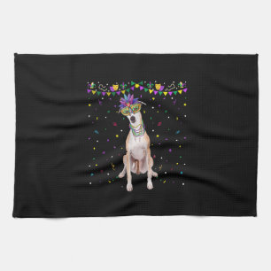 Funny Whippet Wearing Carnival Mask Mardi Gras Bea Tea Towel
